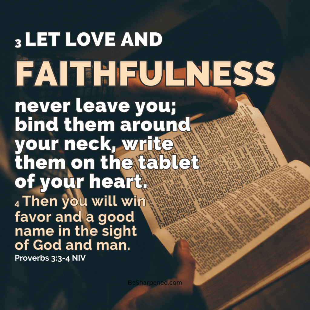 Write faith on your heart – Proverbs 3:3-4 devotional